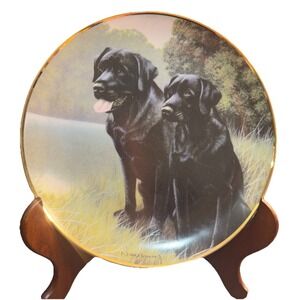 Franklin Mint Heirloom plate, Sporting Companions by Nigel Hemming Black Lab Dog